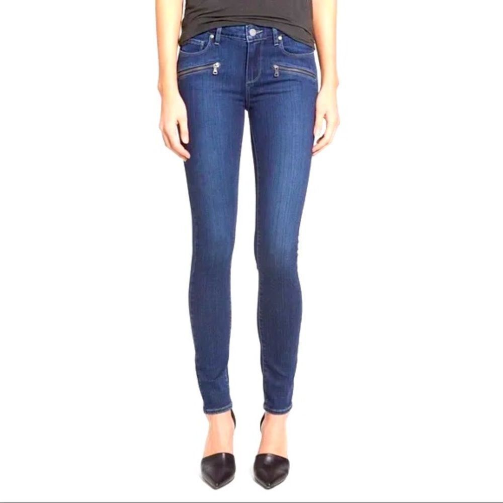 Paige Indio Zip Alena Ultra Skinny Jean Exposed Zipper EUC Plus Size 32 Size 14